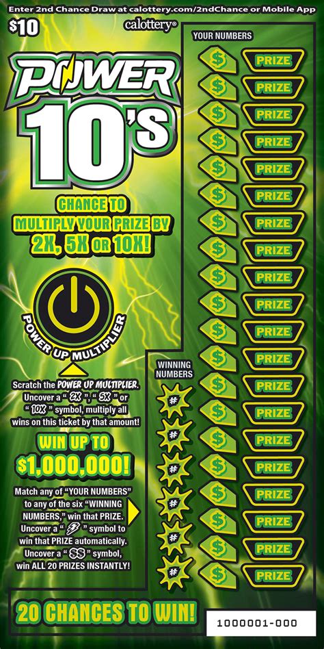 ca lottery scratchers $10|Power 10's (1615) .